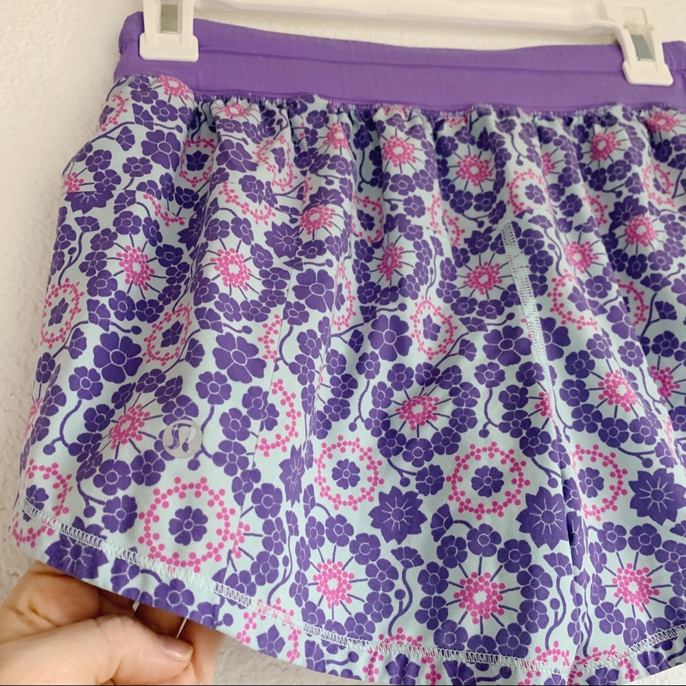 Lululemon purple print running shorts 4